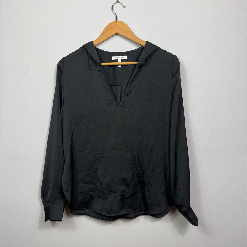 Avec Les Filles Pocket-Front Hooded Tunic in Black Size M